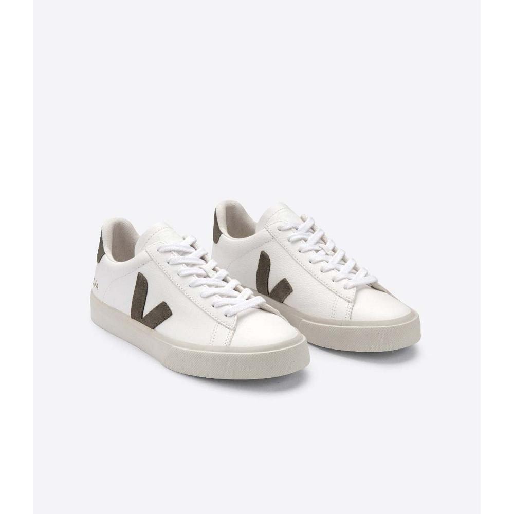 Veja CAMPO CHROMEFREE Women's Low Tops Sneakers White/Khaki | NZ 593KOR